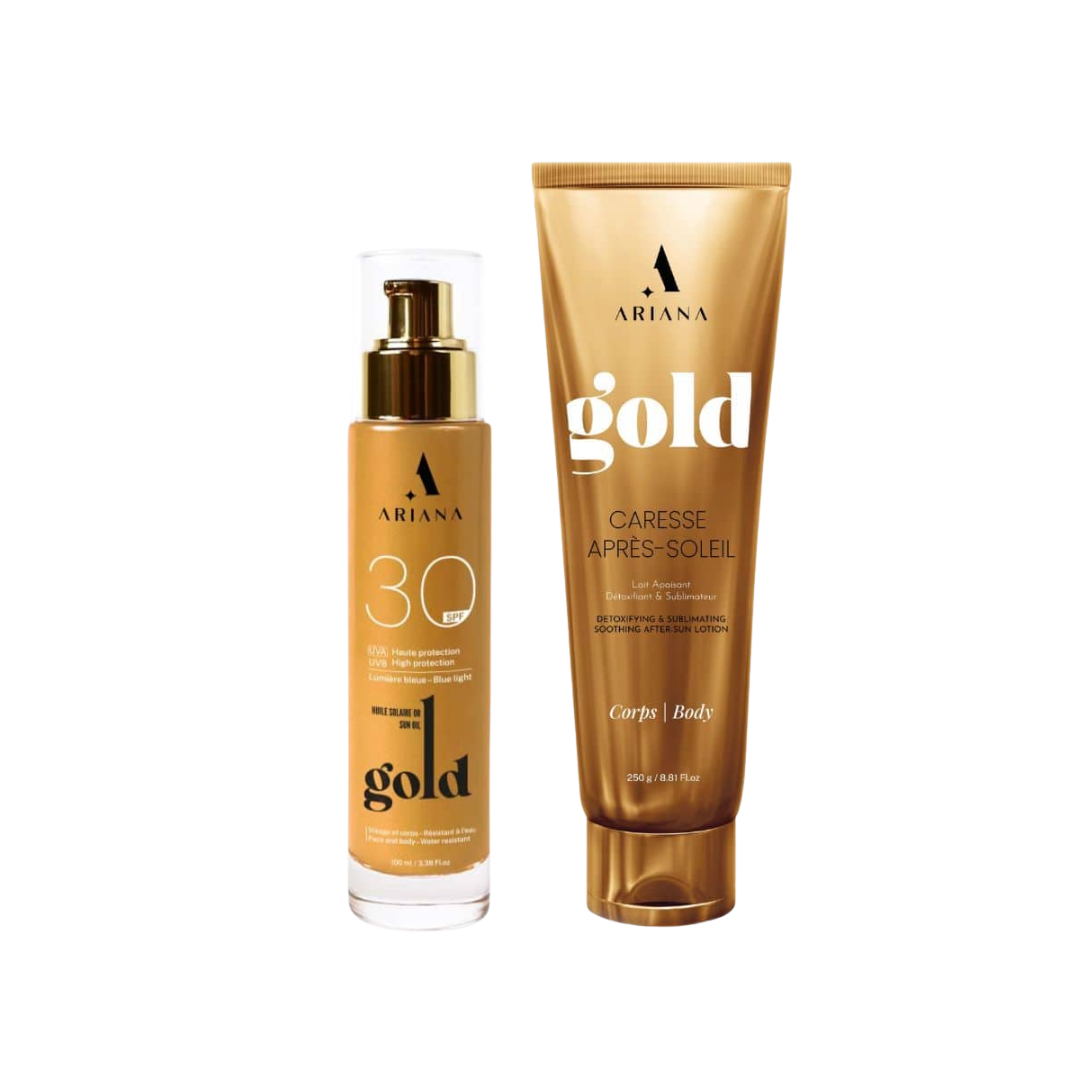 Pack Duo Été – Huile Solaire SPF 30 + Lait Après-Soleil Détoxifiant | Bronzage Sécurisé & Soin Apaisant