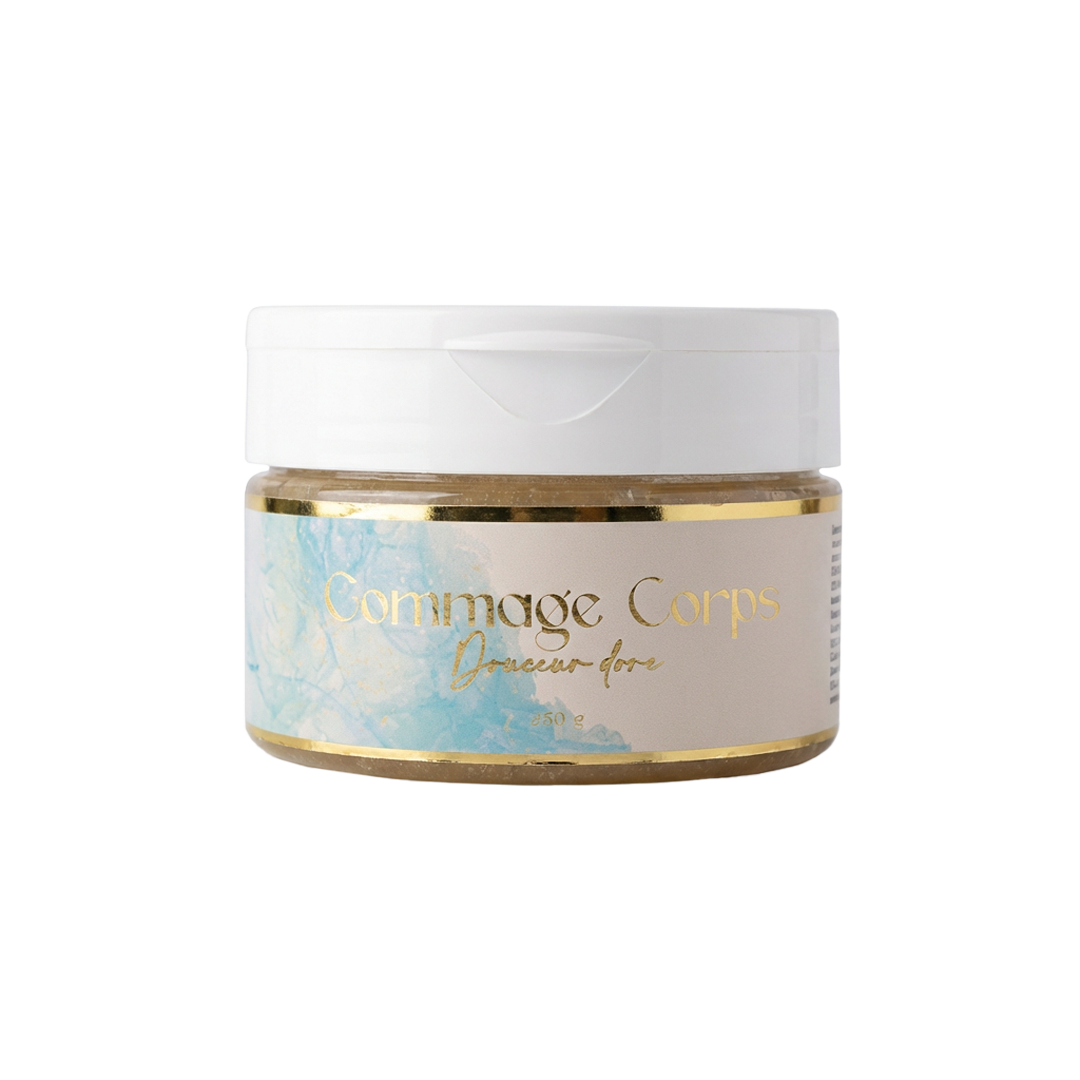 Gommage Corps Douceur Doré – Parfum Miel (250g) | Exfoliation Douce & Peau Satinée
