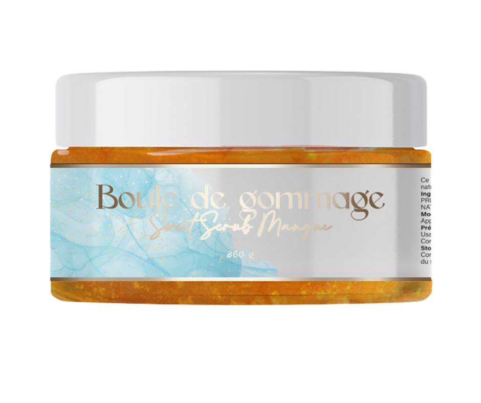 Boule de Gommage (Sweet Scrub) – Parfum Musc Blanc (250g) | Exfoliant Corporel Doux & Poudré