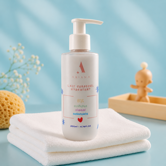 Lait Corporel Hydratant 0% (200 ml) – Sans Sulfates, Alcool ni Colorants | Soin Douceur Peaux Sensibles