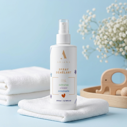 Spray Démêlant Enfant Sans Rinçage (200 ml) – 0% Sulfates, Alcool, Colorants