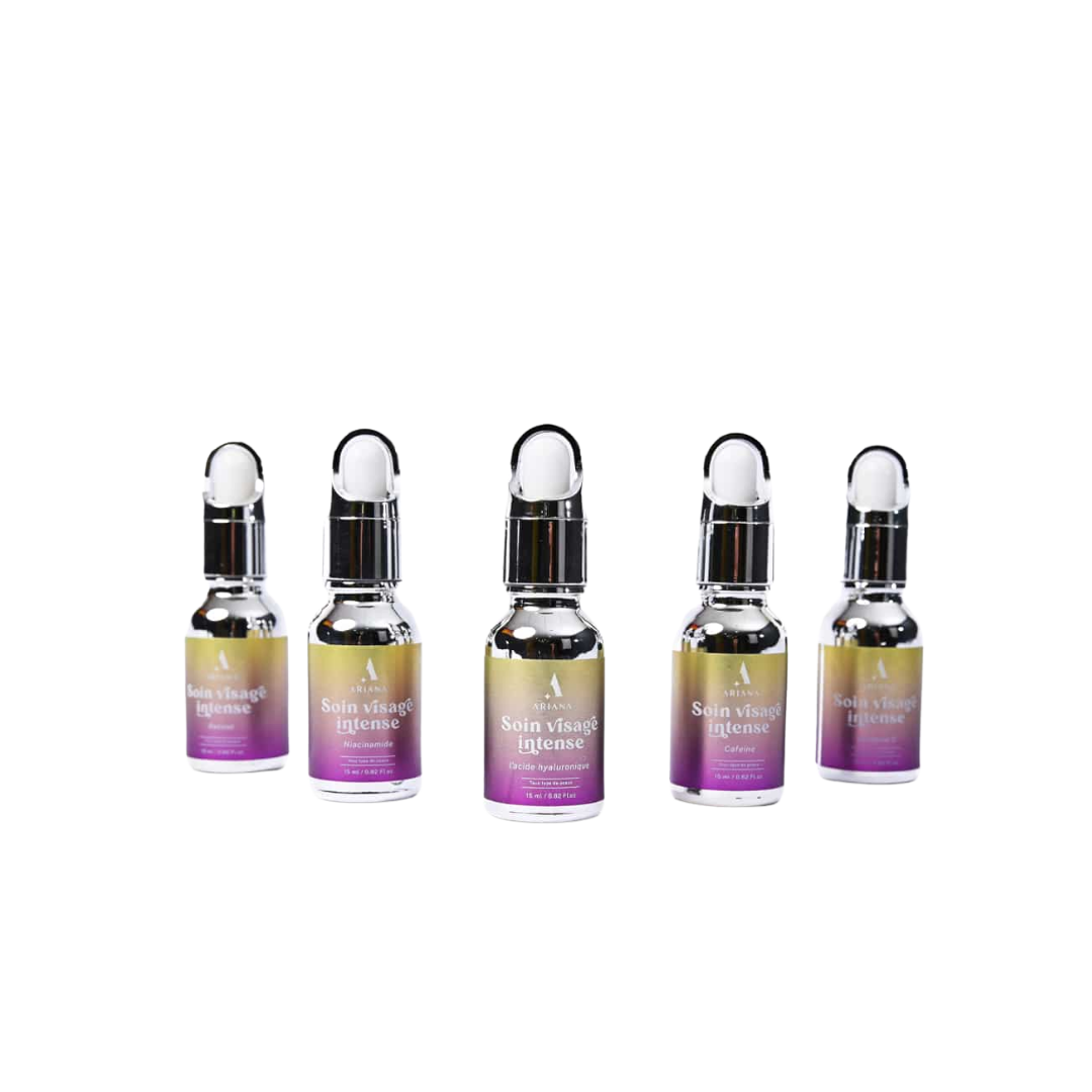 Pack Sérums Essentiels Visage – Soin Intense 5 Ampoules | Anti-Âge, Acide Hyaluronique & Niacinamide