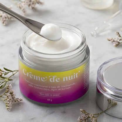 Crème de Nuit Émulsion Nourrissante – Niacinamide, Acide Hyaluronique et Figue de Barbarie (50g)