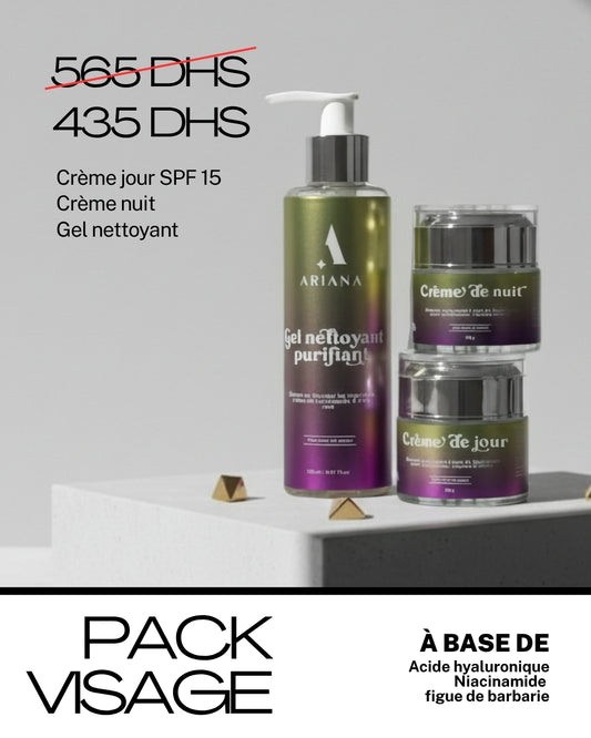Pack Trio Soin Visage Complet – Gel Nettoyant, Crème Jour SPF 15 & Crème Nuit | Routine 24h Anti-Âge