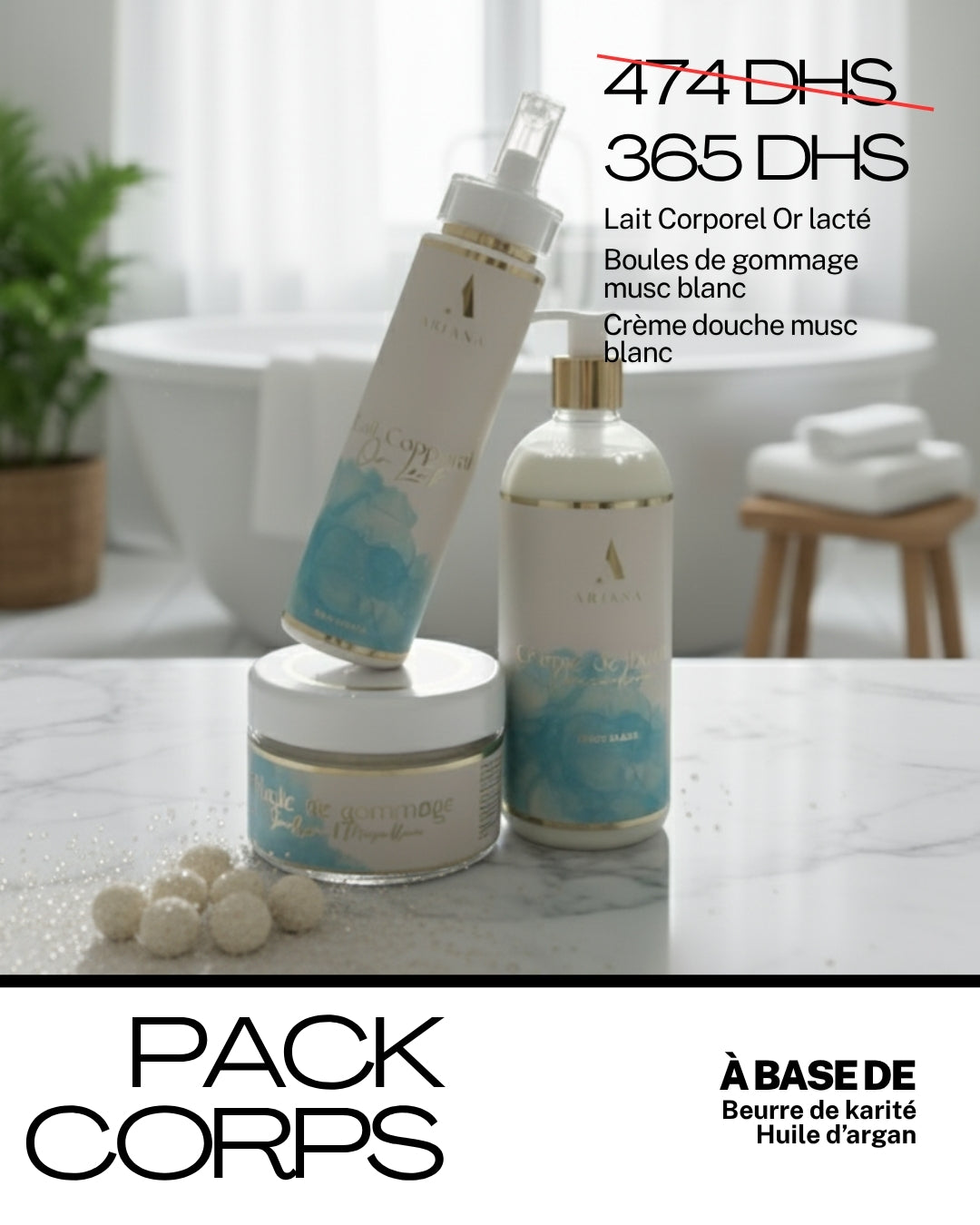 Pack Trio Corps "Douceur Musc Blanc" | Crème de Douche, Gommage & Lait Corporel