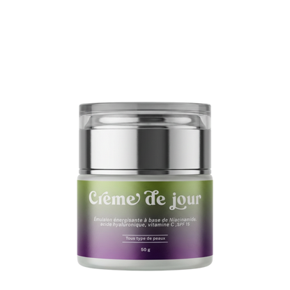 Crème de Jour Émulsion Énergisante SPF 15 – Vitamine C, Niacinamide & Acide Hyaluronique (50g)