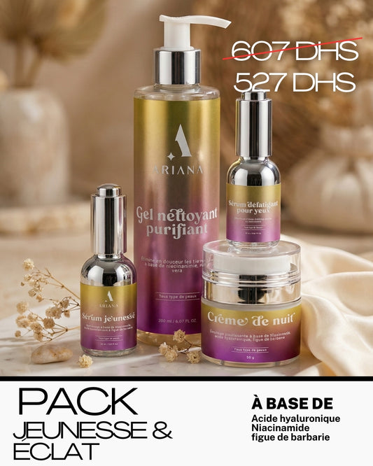 Pack "Jeunesse & Éclat" – Routine Visage Complète 4 Étapes | Anti-Âge, Rides & Teint Terne